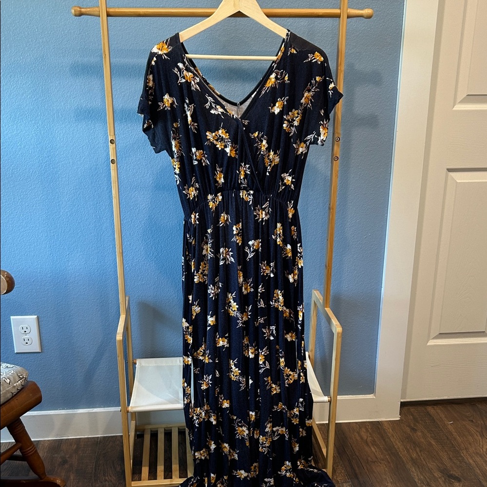 Latched Mama Canary Blooms Navy Flower Romper S VGU